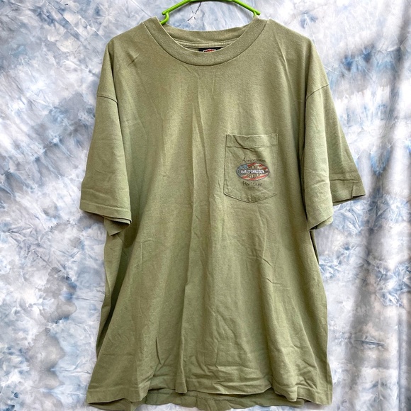 VTG 2000 Harley Davidson Mens Tee Size XL Olive Green South Seas Harley Hawaii - Picture 1 of 7